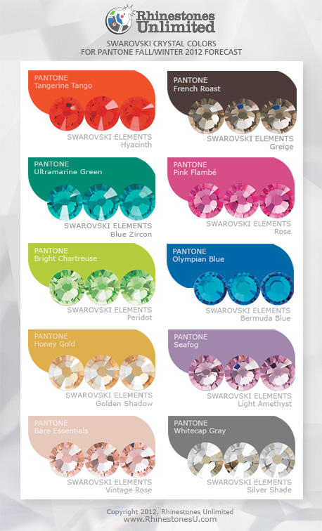 Swarovski rhinestones to match color trends