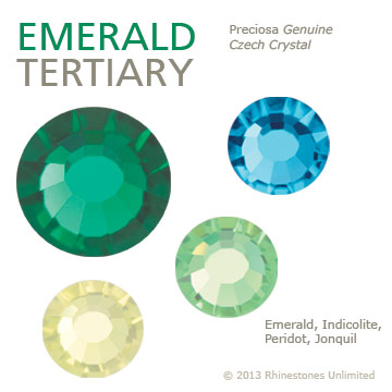 Preciosa Genuine Czech Crystal- Emerald, Indicolite, Peridot, and Jonquil