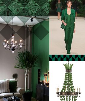 Interior and Fashion industries influenced by the rich greens