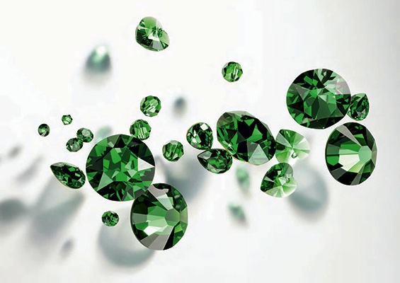 Various Swarovski Elements in Dark Moss Green