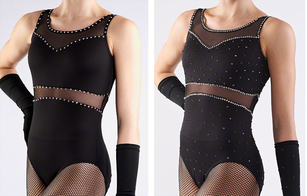 black leotard with rhinestones