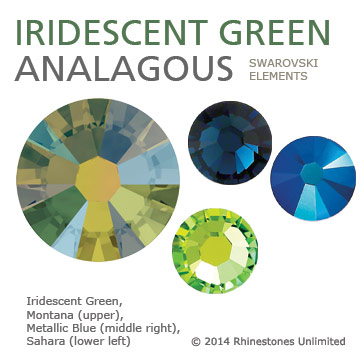 Swarovski Iridescent Green analagous color theme from Rhinestones Unlimited