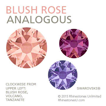 Analogous color pairing suggestion featuring Swarovski crystal rhinestone Blush Rose
