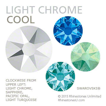 Cool color pairing suggestion from Rhinestones Unlimited featuring Swarovski crystal rhinestone Light Chrome