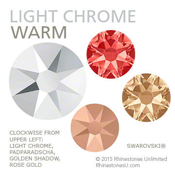 Warm color pairing suggestion from Rhinestones Unlimited featuring Swarovski crystal rhinestone Light Chrome