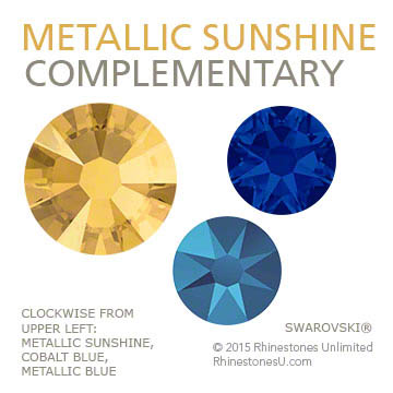 Complementary color pairing suggestion from Rhinestones Unlimited featuring Swarovski crystal rhinestone Metallic Sunshine