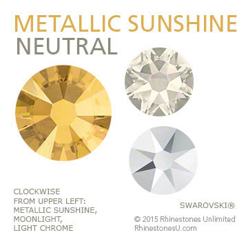 Neutral color pairing suggestion from Rhinestones Unlimited featuring Swarovski crystal rhinestone Metallic Sunshine