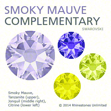 Swarovski Smoky Mauve with Tanzanite, Jonquil and Citrine in a complementary color story