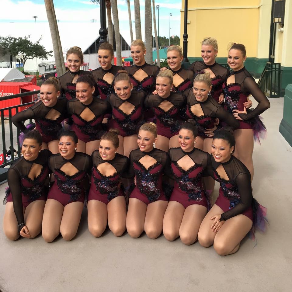 University of Minnesota Dance Team after performing their jazz routine at the 2015 UCA & UDA College Cheerleading and Dance Team National Championships