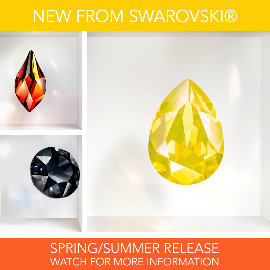 New from Swarovski, Innovations for Spring/Summer 2017 trends feature colors Graphite and Yellow Opal, and cut Flame