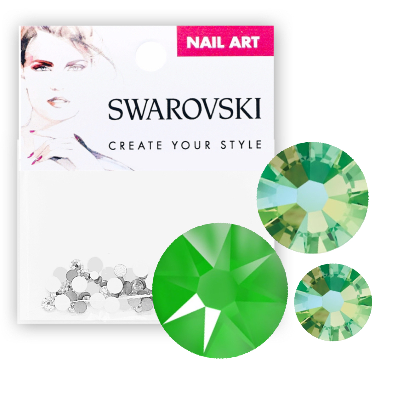 Crystals for Nails - Electric Green Mixed Pack