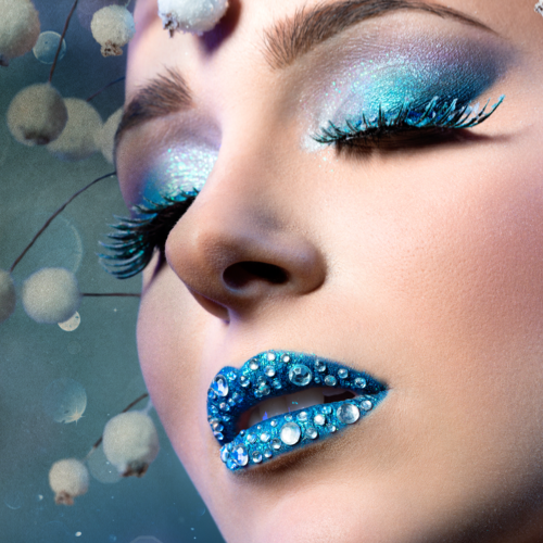 Crystallize your Face - Blue Lips Rhinestones