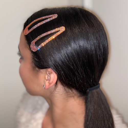 Rhinestone Hair Barrette - Gold