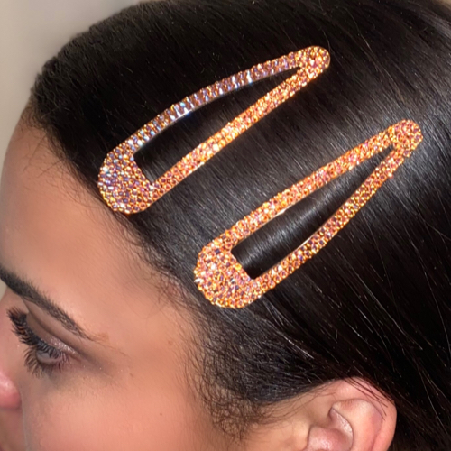 Rhinestone Hair Barrette - Gold