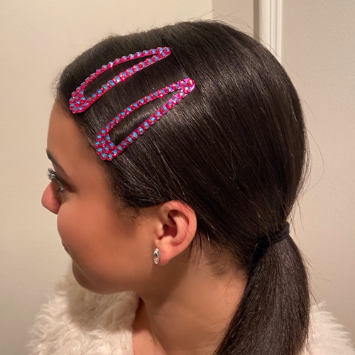 Rhinestone Hair Barrette - Pink