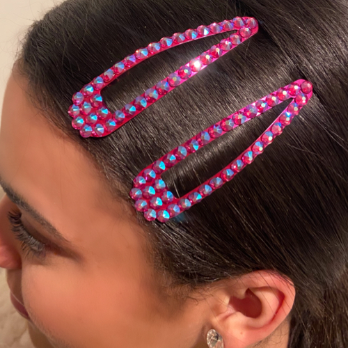 Rhinestone Hair Barrette - Pink