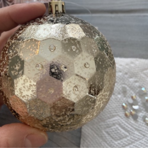 DIY Rhinestone Ornaments - Gold