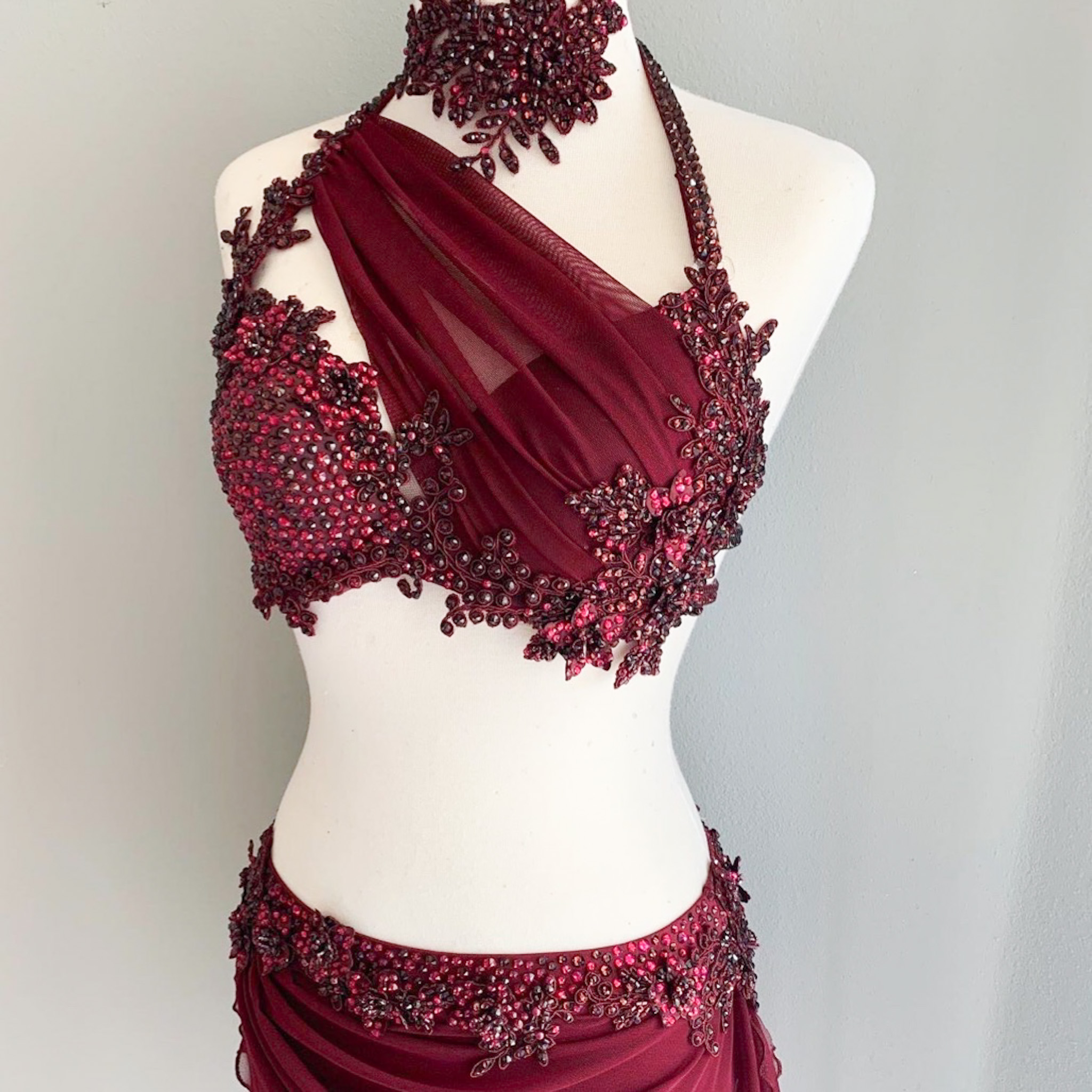 Burgundy shop dance costume