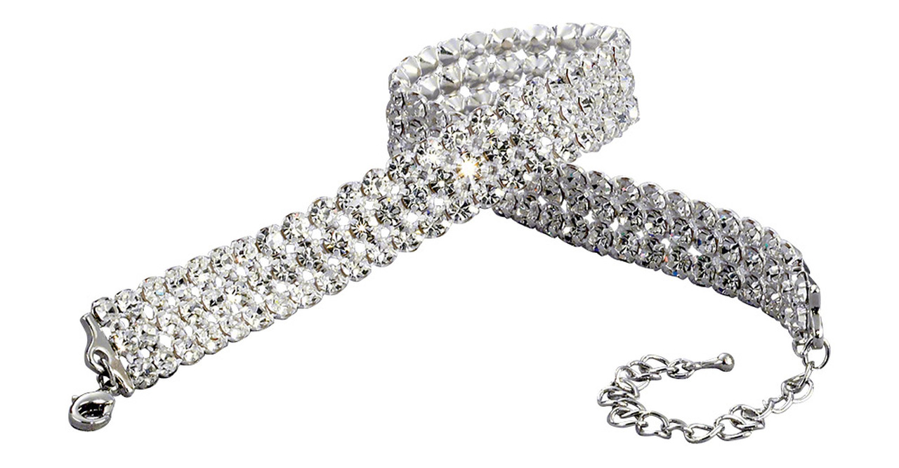 Star Light Crystal Jewelry - 3 Row Rhinestone Choker - Crystal