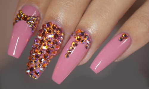 Rhinestone Manicure - Pink