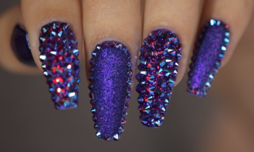 Rhinestone Manicure - Purple