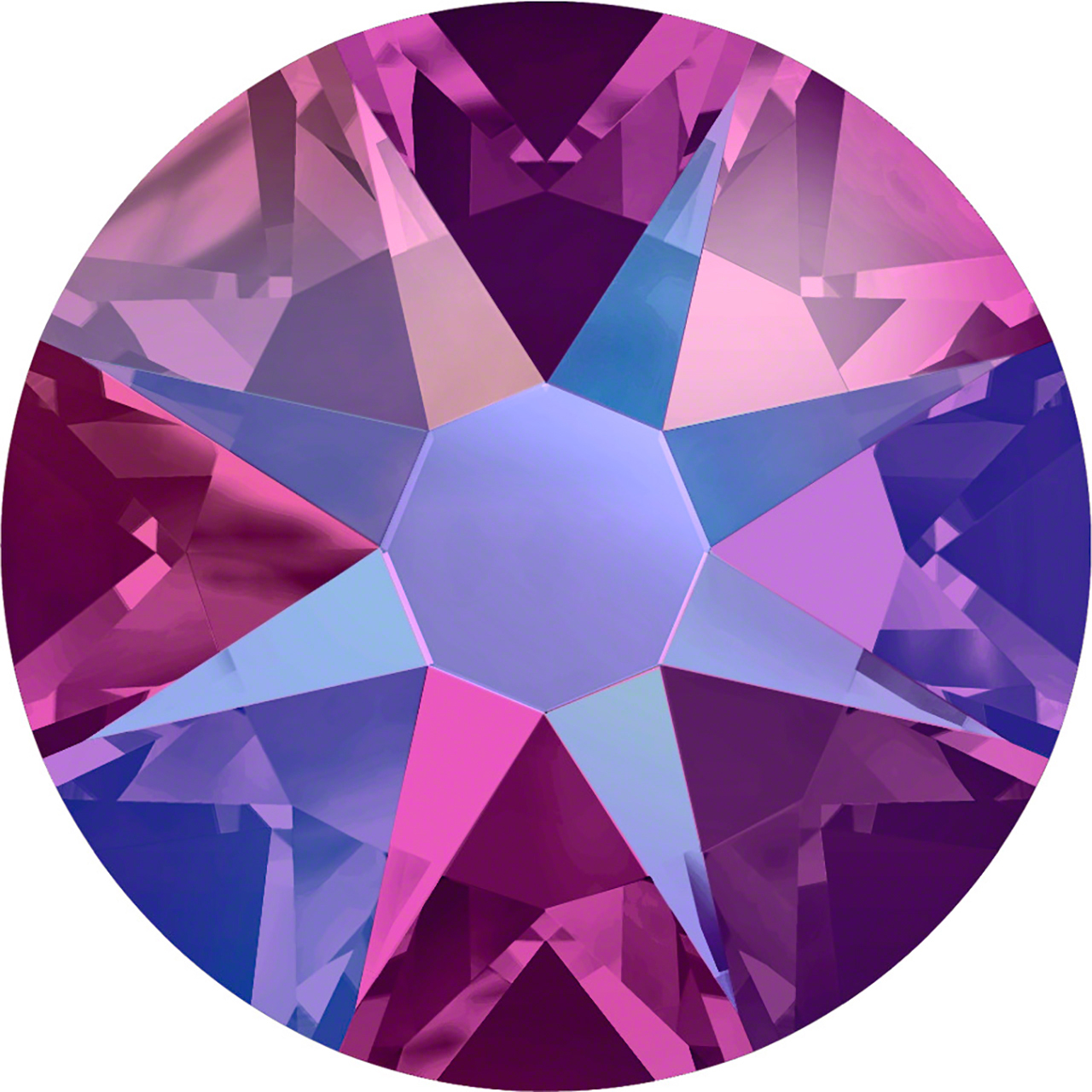 Swarovski 2088 flatback rhinestone in Fuchsia Shimmer.